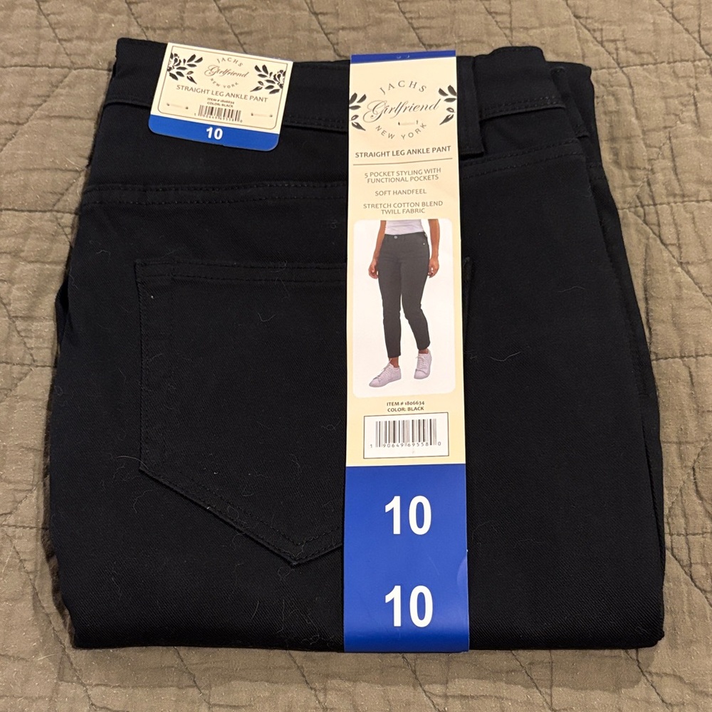 NEW Jachs New York Black‎ Straight Leg Girlfriend Women’s Ankle Pant size 10